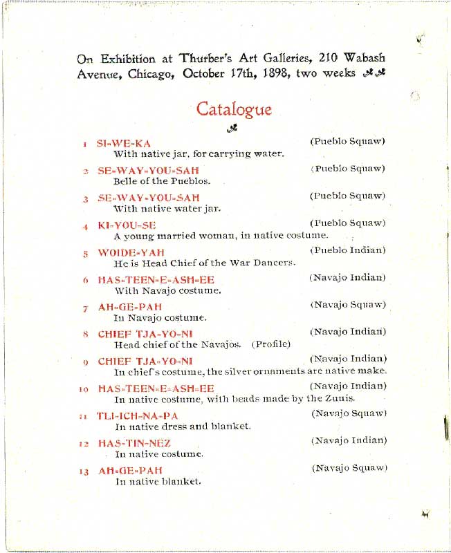 E. A. Burbank Timeline Image - 1898 Exhibit Pamphlet