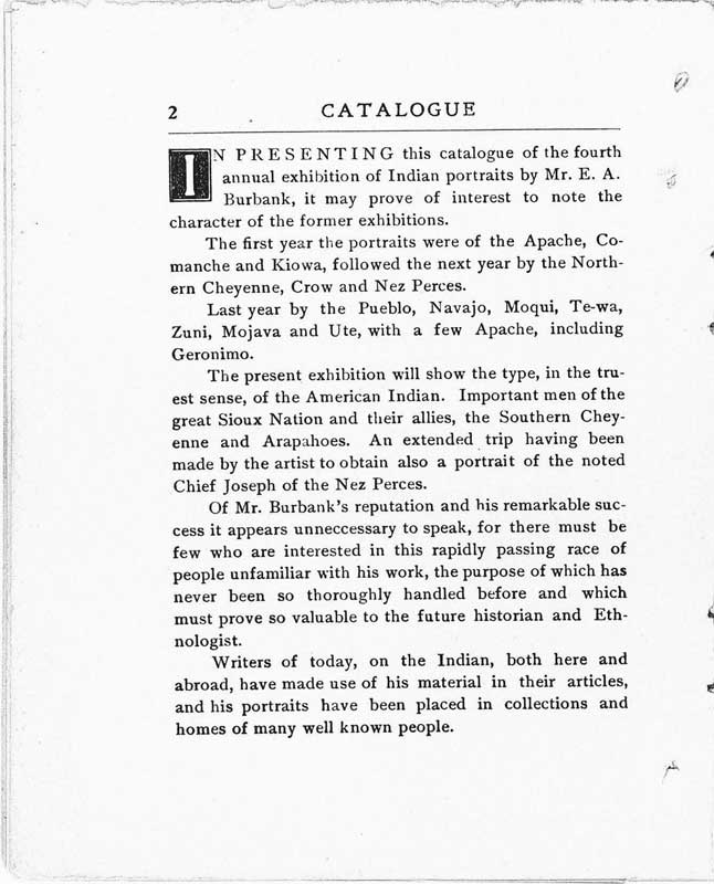 E. A. Burbank Timeline Image - 1899 Exhibit Pamphlet