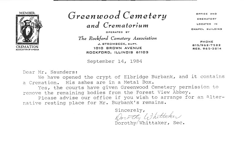 E. A. Burbank Timeline Image - Greenwood Cemetery